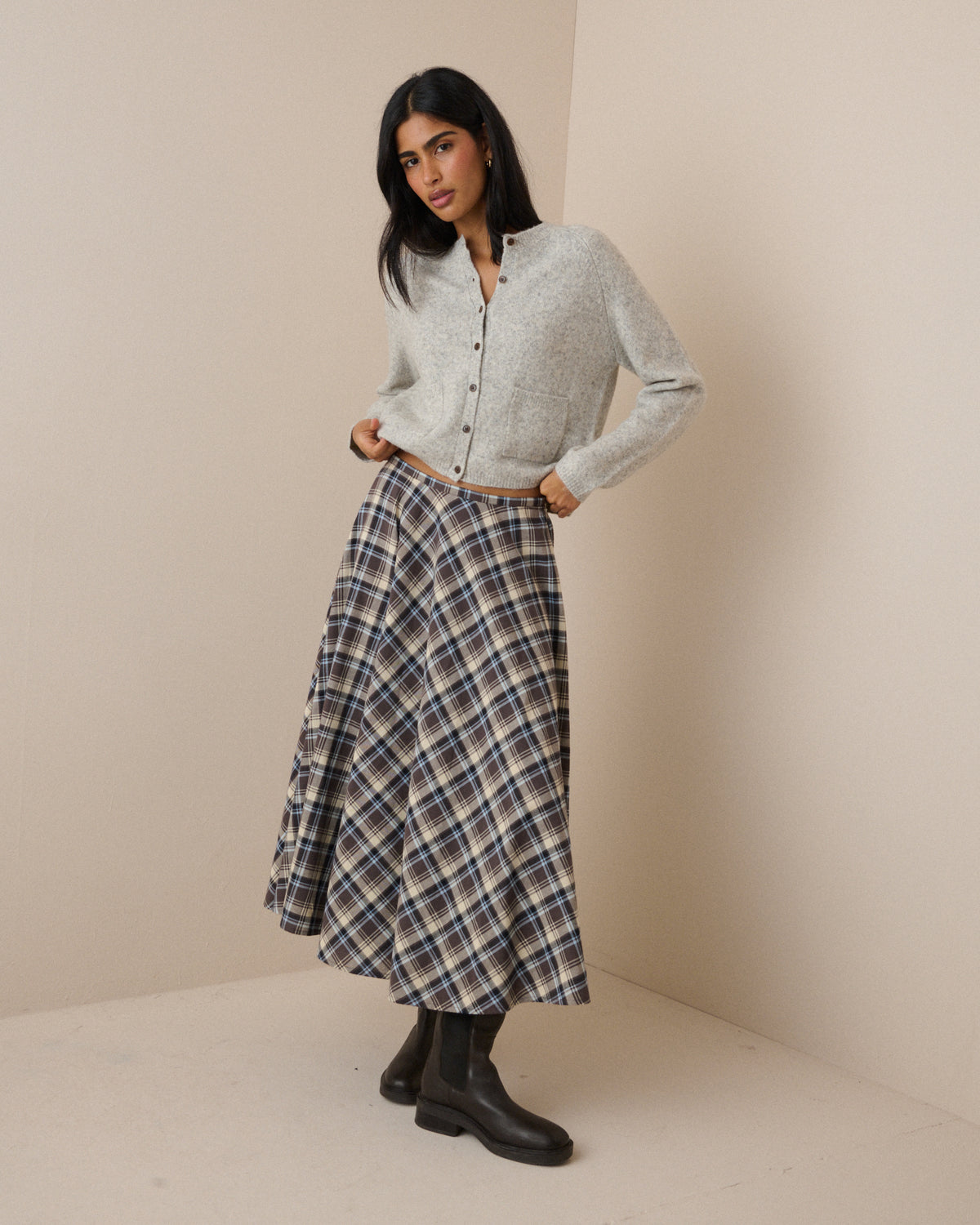 Grey Marl Patch Pocket Cardigan