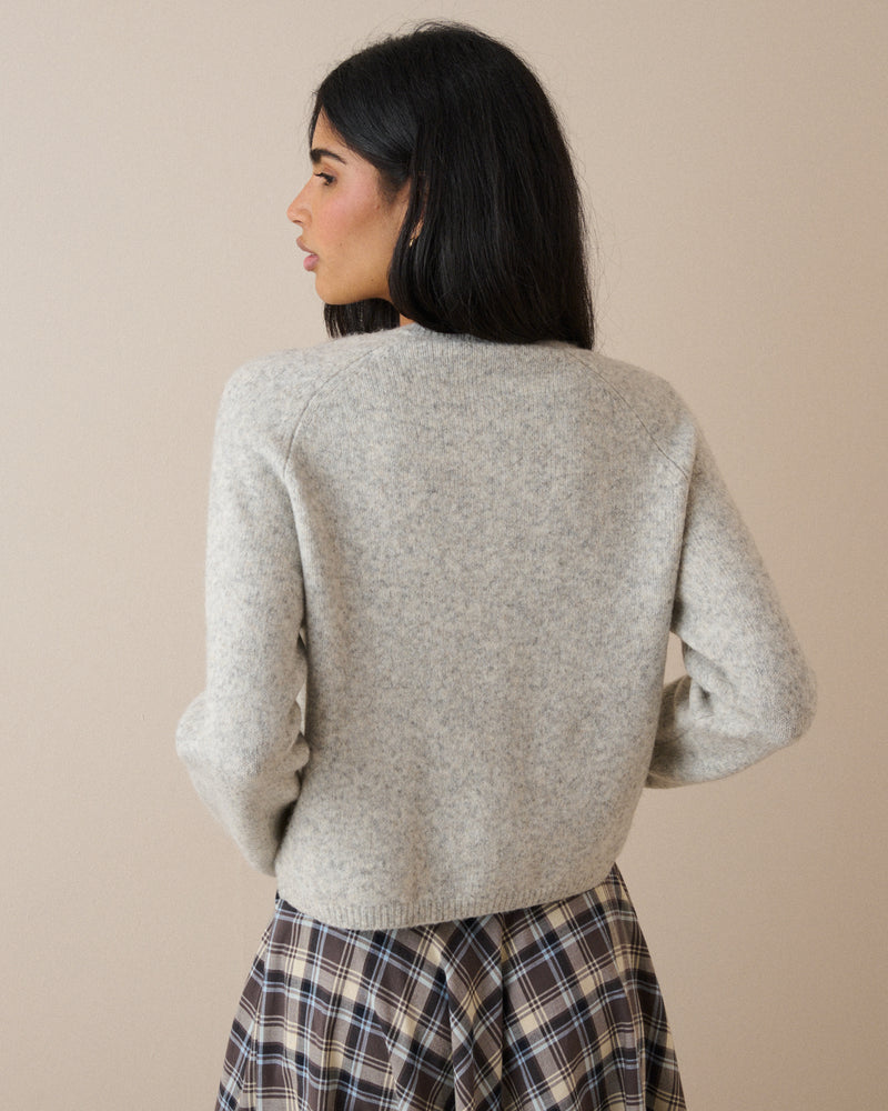Grey Marl Patch Pocket Cardigan