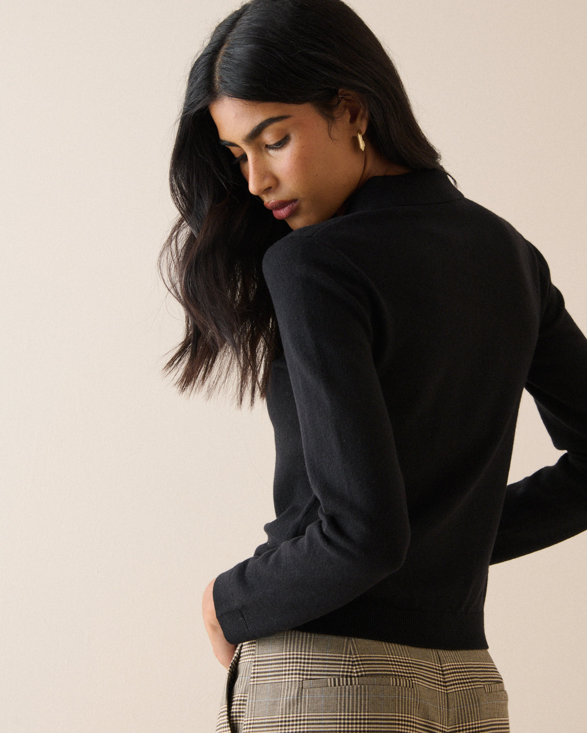 Black Half Zip Polo Top