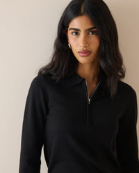 Black Half Zip Polo Top