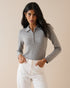 Grey Half Zip Polo Top