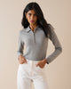 Grey Half Zip Polo Top