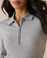 Grey Half Zip Polo Top