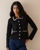 Black Contrast Trim Crochet Cardigan