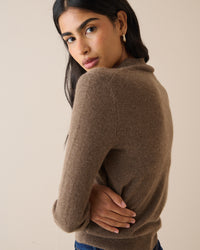 Brown Cashmere Grown On Neck Jumper