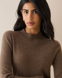 Brown Cashmere Grown On Neck Jumper