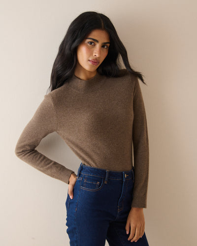 Brown Cashmere Grown On Neck Jumper