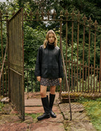 Black Leather Funnel Neck Langham Jacket