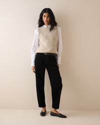 Oatmeal Marl Ribbed Trim Knitted Vest