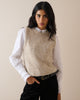 Oatmeal Marl Ribbed Trim Knitted Vest