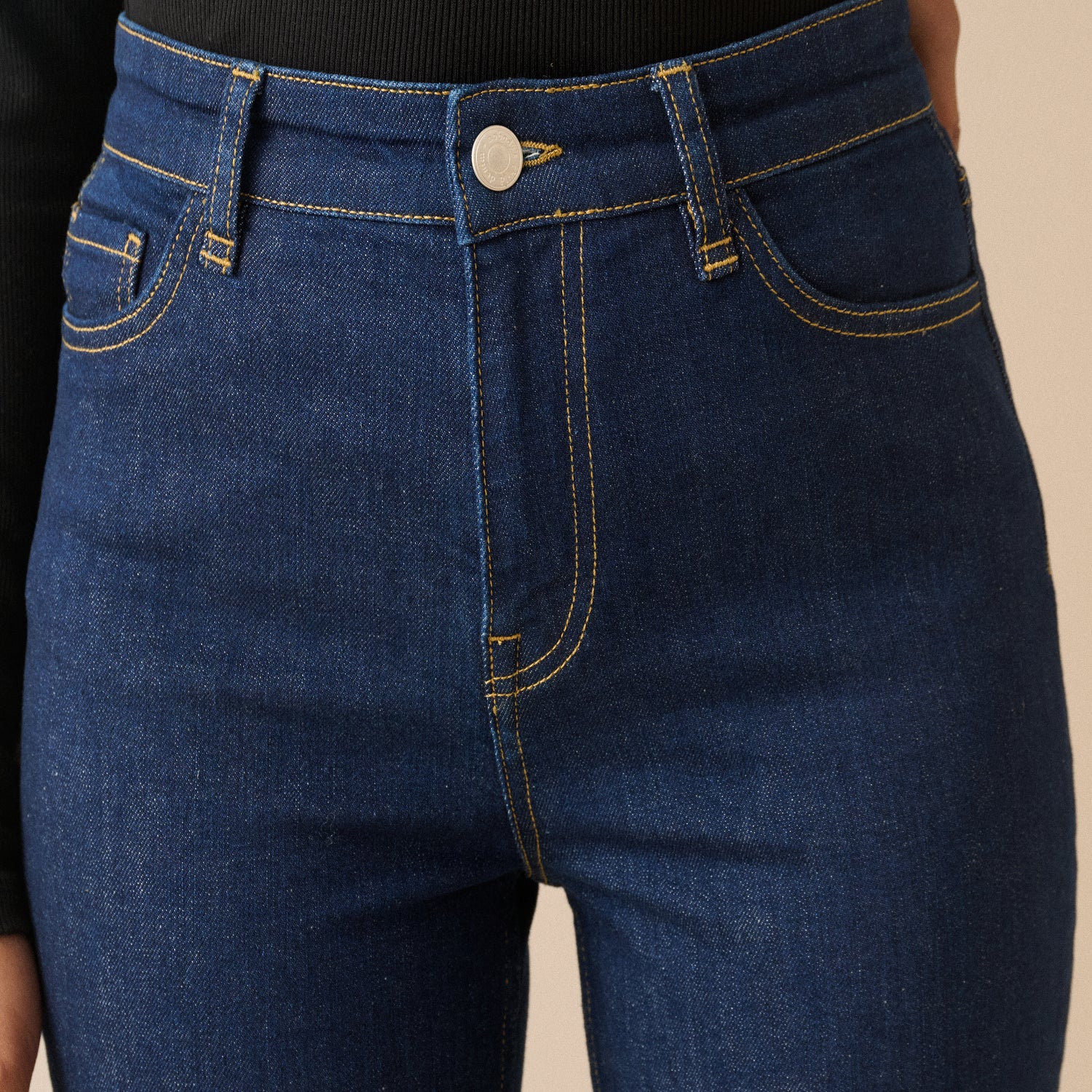Dark Blue High Rise Golders Straight Leg Jeans
