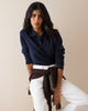 Navy Knitted Polo Top