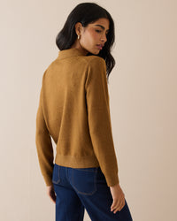 Camel Knitted Polo Top