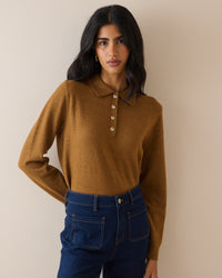 Camel Knitted Polo Top