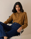 Camel Knitted Polo Top