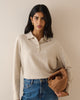 Cream Marl Knitted Polo Top