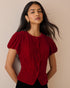 Red Velvet Puff Sleeve Lorna Velvet Top