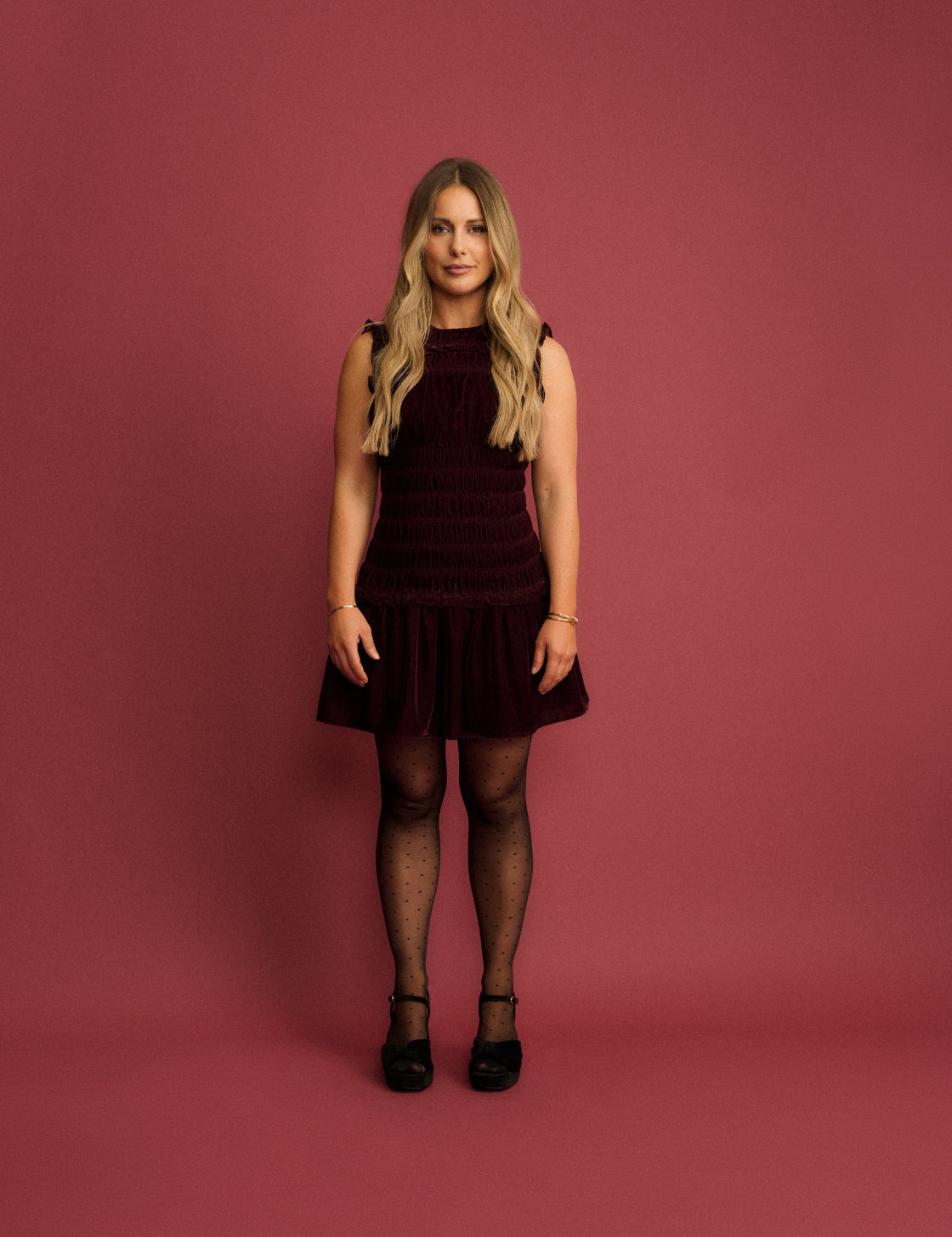 Burgundy Drop Waist Velvet Rana Mini Dress