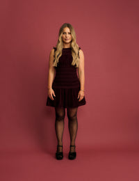 Burgundy Drop Waist Velvet Rana Mini Dress