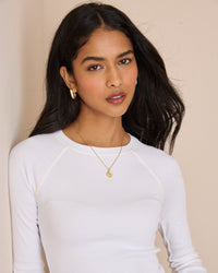 White Raglan Sleeve Ribbed Top