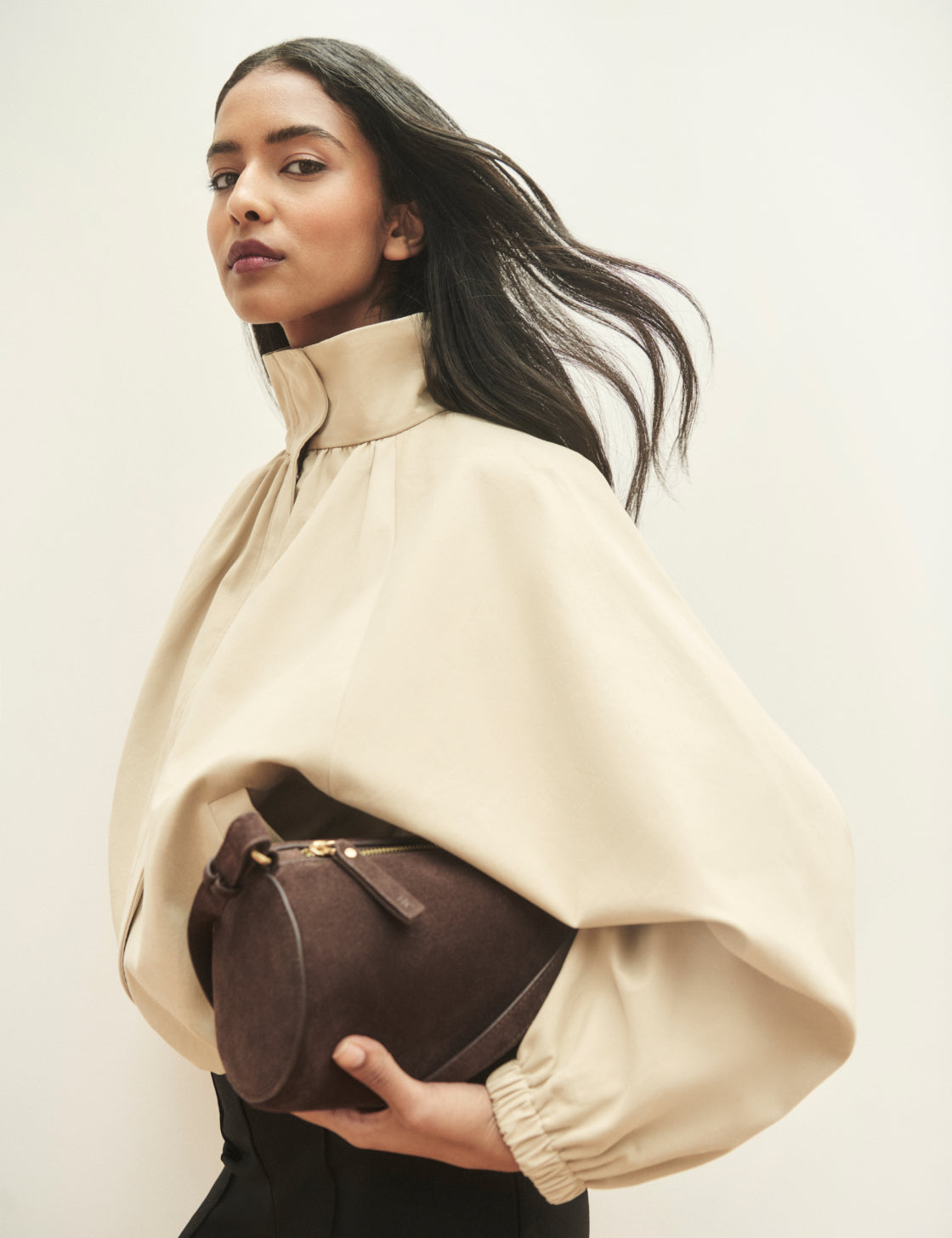 Stone Funnel Neck Balloon Sleeve Murphy Jacket