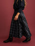 Navy Tartan Pleated Midi Skirt