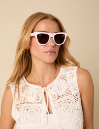 White Wayfarer Kady Sunglasses