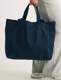 Navy London Logo Canvas Tote Bag