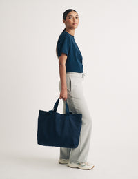 Navy London Logo Canvas Tote Bag