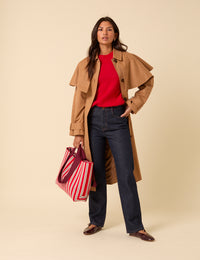 Red And White Striped Tote Bag