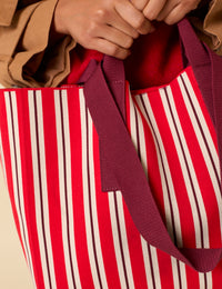 Red And White Striped Tote Bag