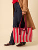Red And White Striped Tote Bag
