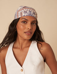 Cream Tile Printed Scarf