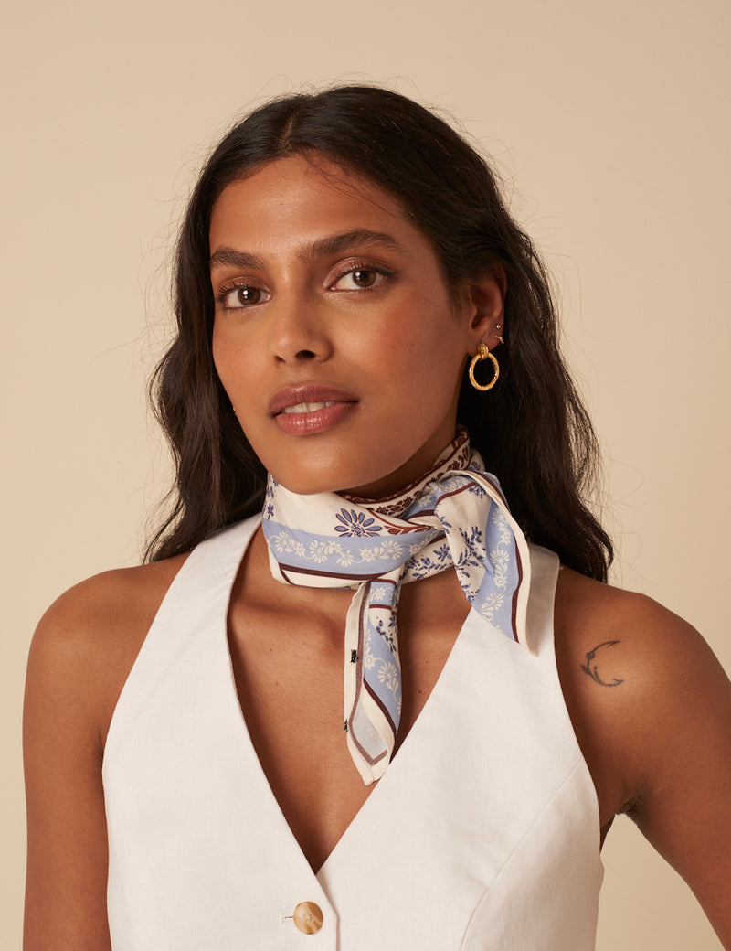 Cream Tile Printed Scarf