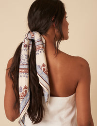Cream Tile Printed Scarf