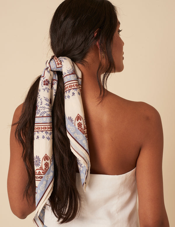 Cream Tile Printed Scarf