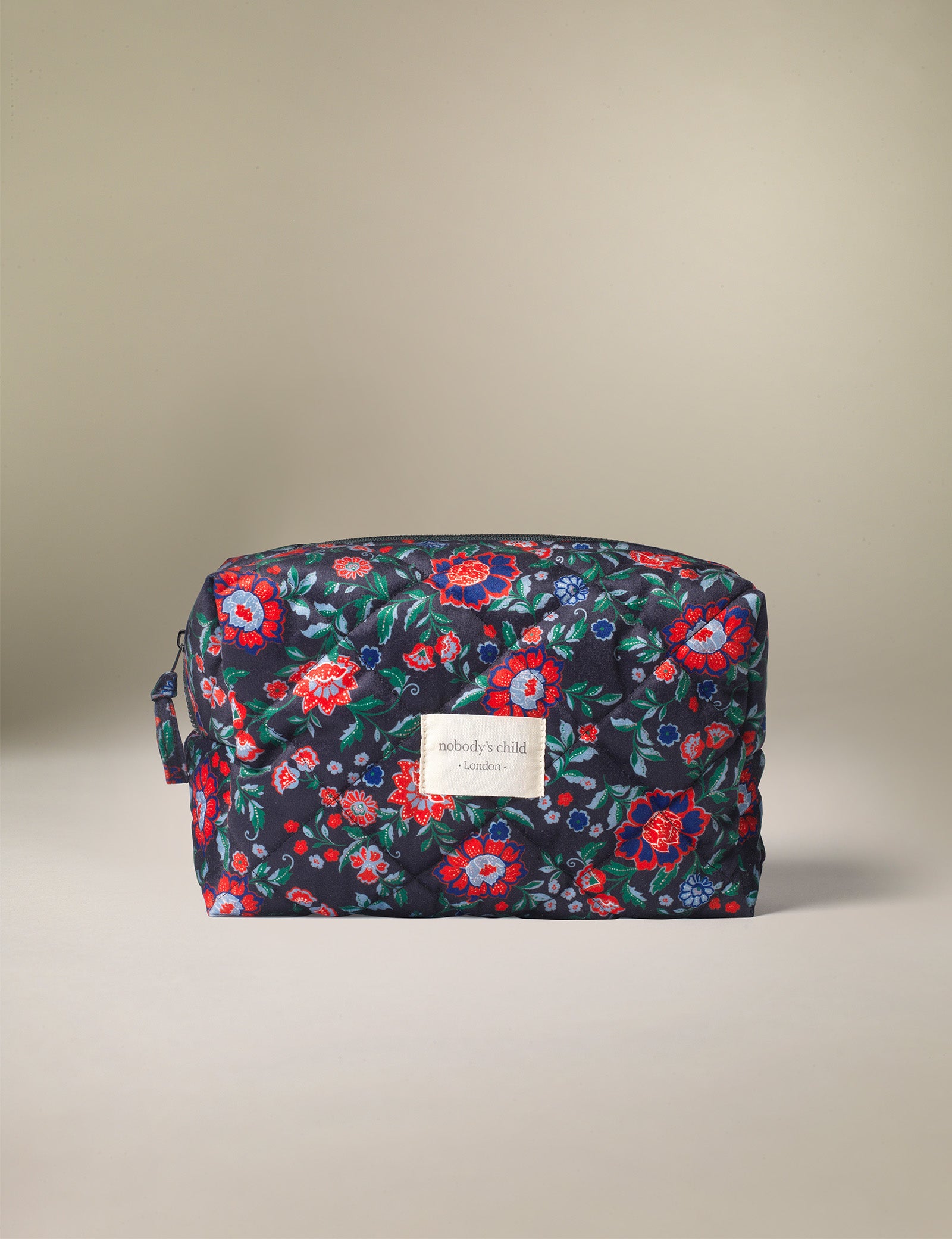 Black Floral Washbag