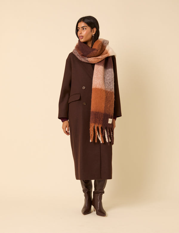 Brown & Beige Check Scarf
