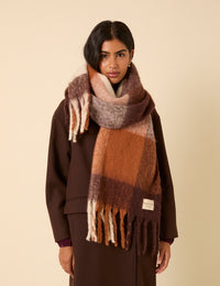 Brown & Beige Check Scarf