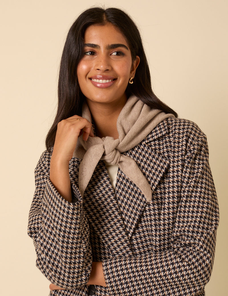 Beige Wool-blend Triangle Scarf