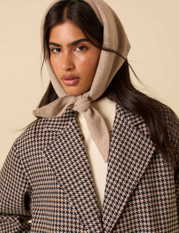 Beige Wool-blend Triangle Scarf