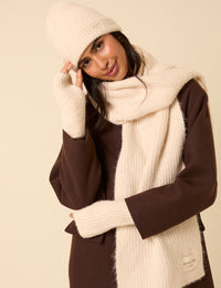 Cream Ribbed Scarf