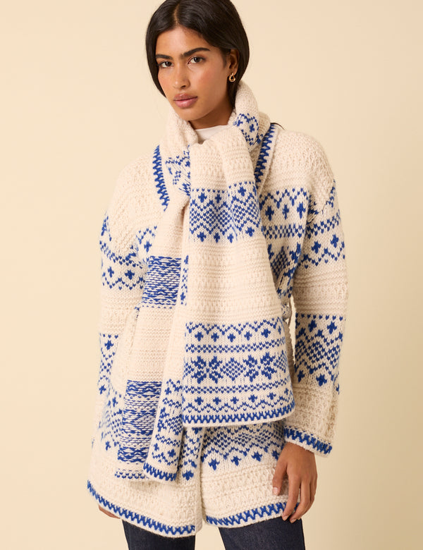 Cream Fair Isle Scarf