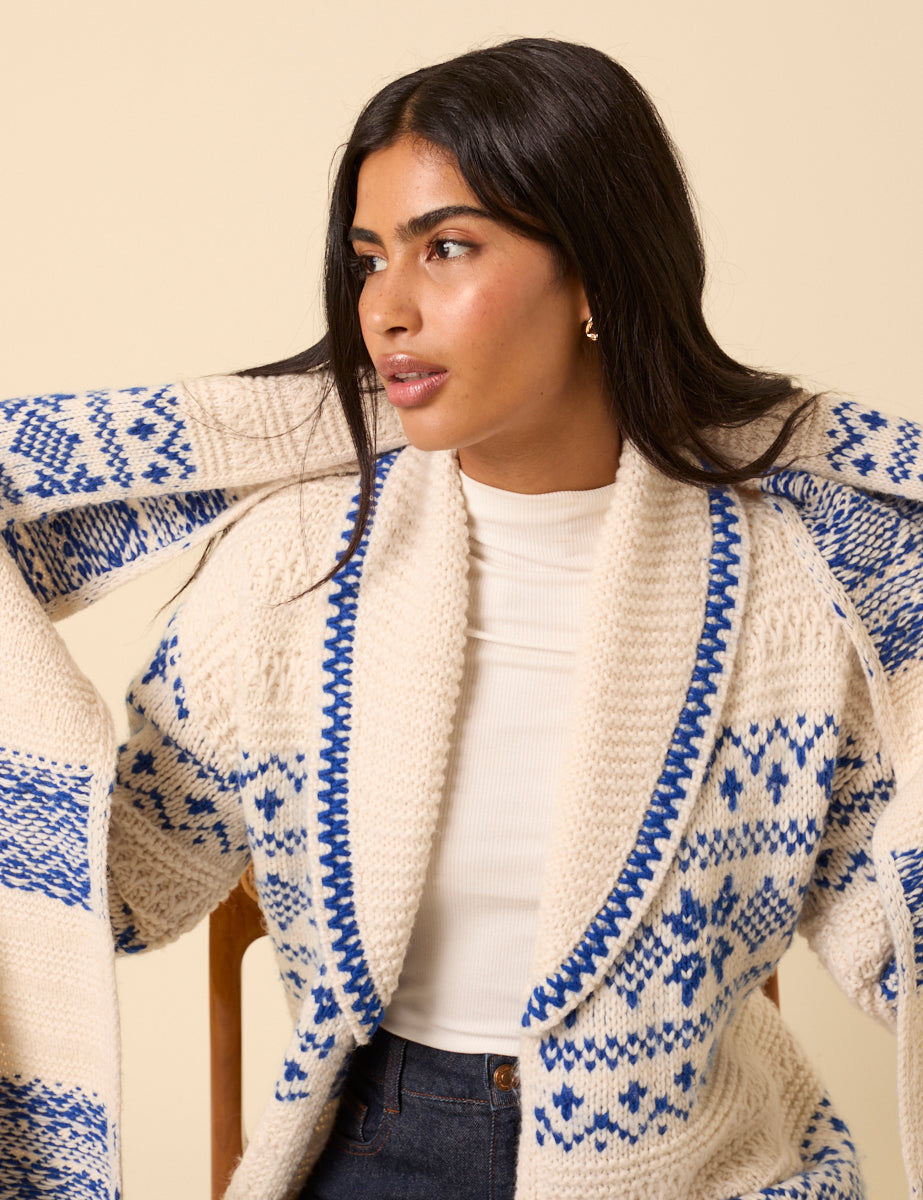 Cream Fair Isle Scarf