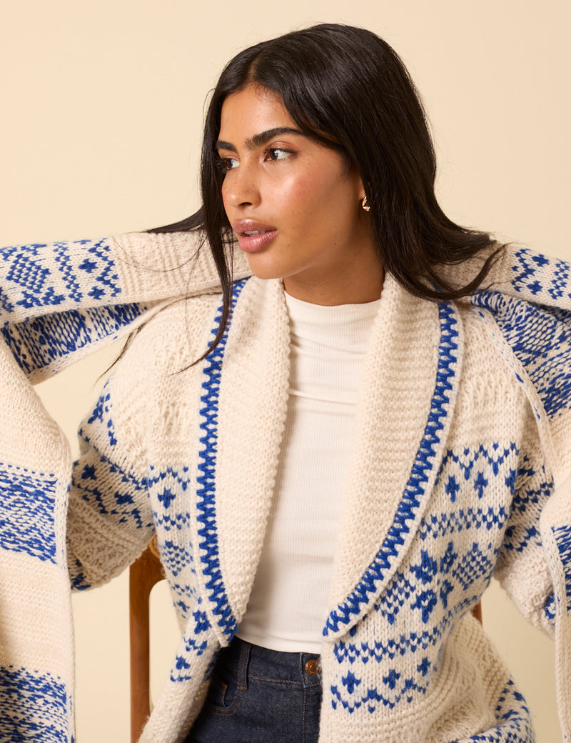 Cream Fair Isle Scarf