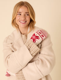 Cream Fair Isle Mittens