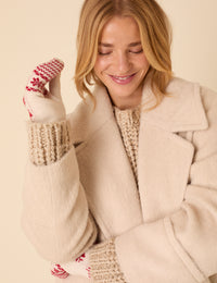 Cream Fair Isle Mittens