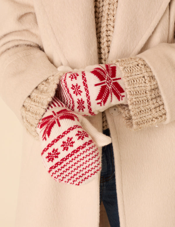 Cream Fair Isle Mittens