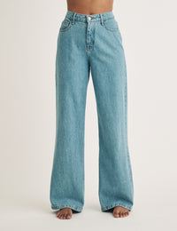 Light Wash Denim High Rise Wide Leg Jeans