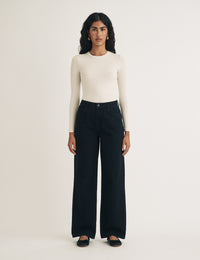 Black High Rise Wide Leg Jeans